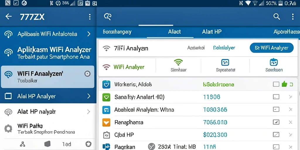 Tampilan aplikasi 777ZX yang menunjukkan analisis jaringan WiFi secara real-time.