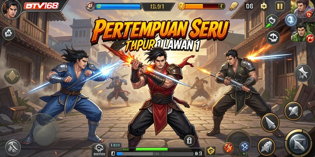Tampilan antarmuka BTV168 untuk pertempuran 1 lawan 1 yang mendebarkan.