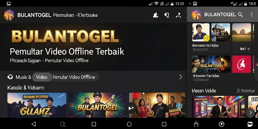 Antarmuka pengguna aplikasi BULANTOGEL saat memutar video offline.