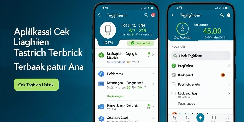 Antarmuka utama ID678 yang menunjukkan fungsi cek tagihan listrik.