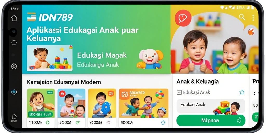 Antarmuka aplikasi IDN789 yang menarik dan edukatif untuk anak.