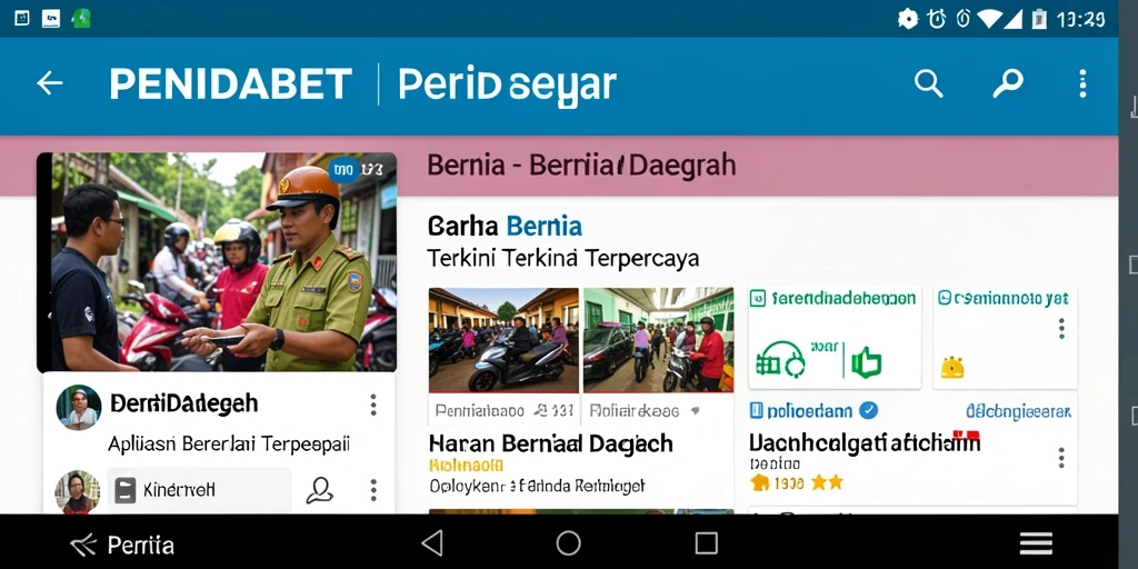 Antarmuka aplikasi PENIDABET dengan tampilan berita daerah yang menarik.
