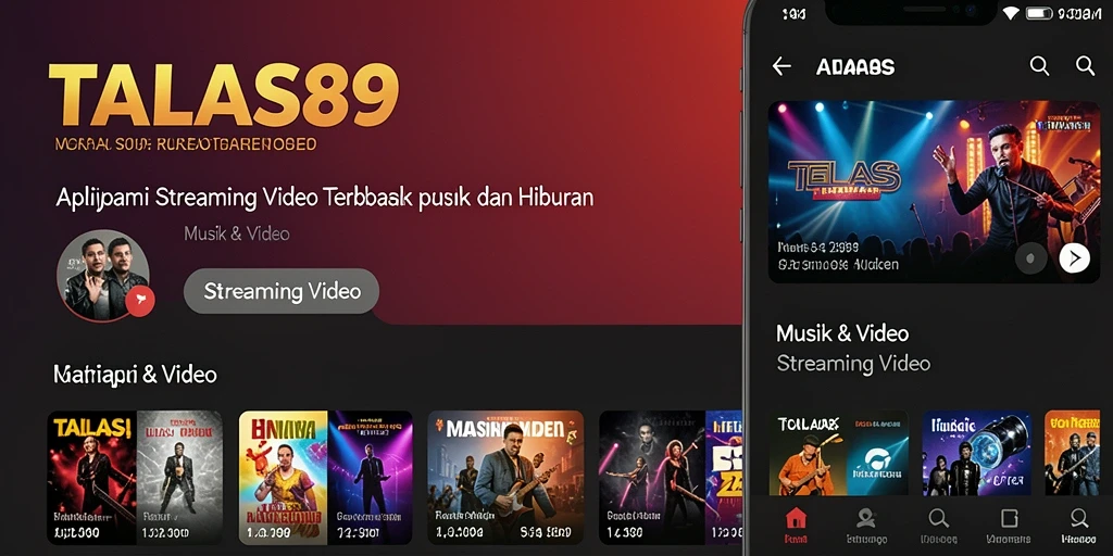 Tampilan antarmuka aplikasi TALAS89 untuk Streaming Video yang menarik dan mudah digunakan.