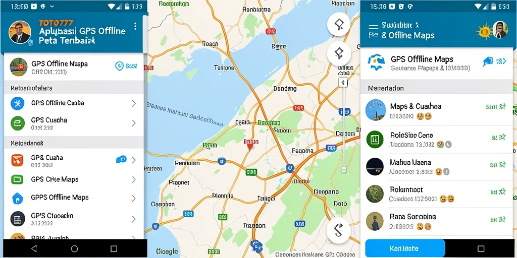 Tampilan antarmuka aplikasi TOTO777 untuk GPS Offline Maps.