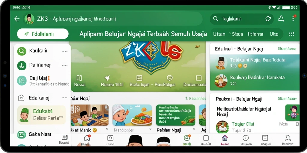 Antarmuka aplikasi ZK3 yang user-friendly untuk belajar ngaji.
